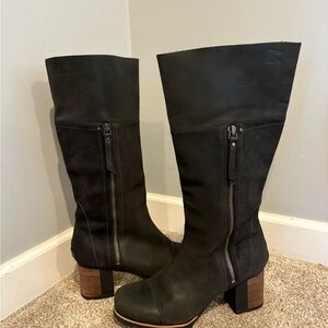 Sorel Addington Black Heeled leather Boots